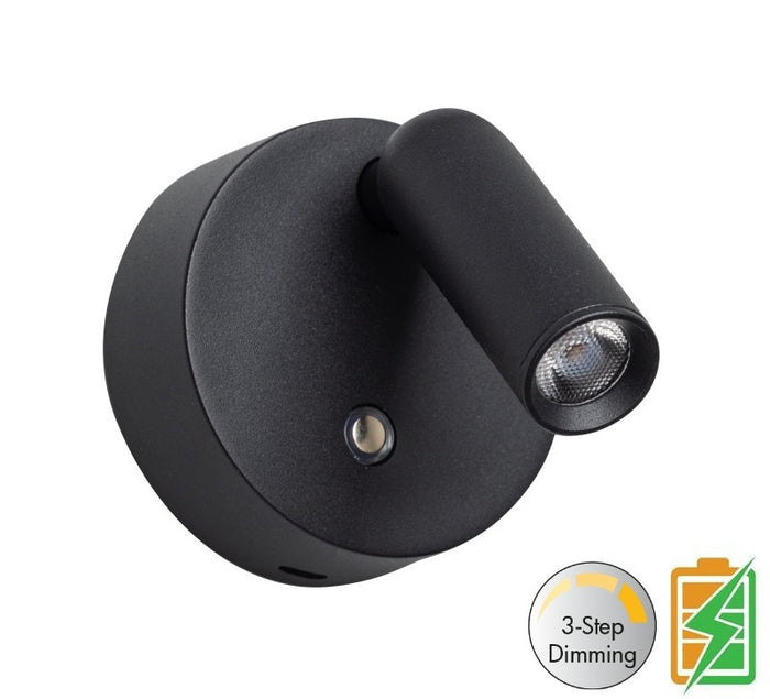 ETH Wispo Wandlamp | Spot dimbaar Draadloos Zwart