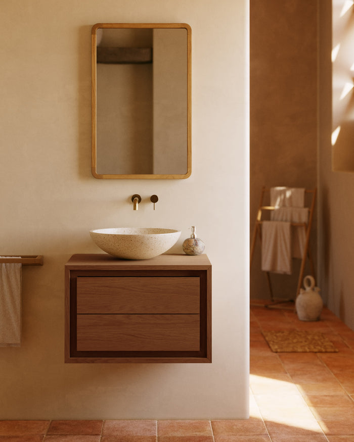 Kave Home - Badkamermeubel Kenta van massief teakhout met natuurlijke