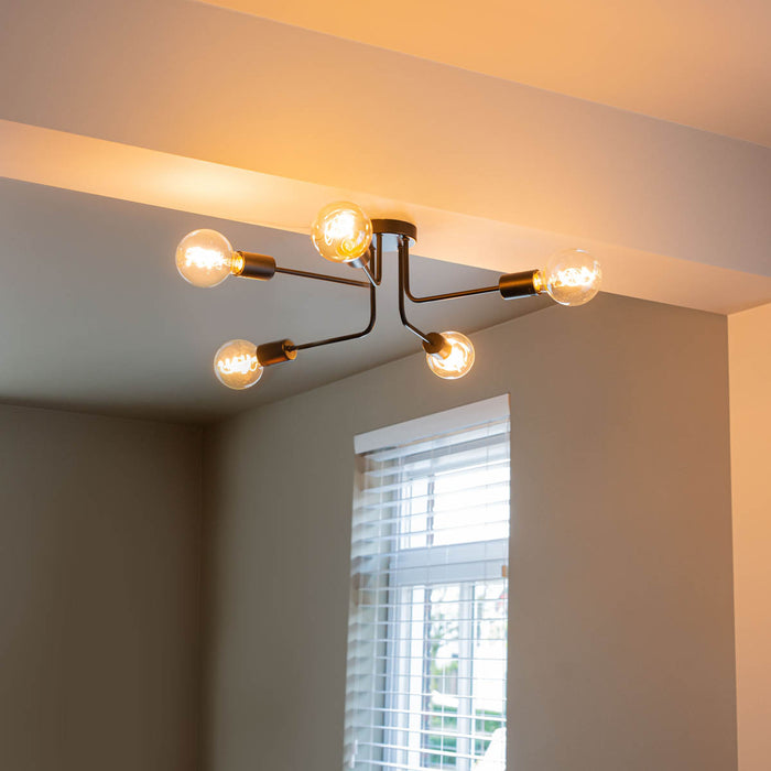 QAZQA Design plafondlamp zwart 5-lichts - Facile