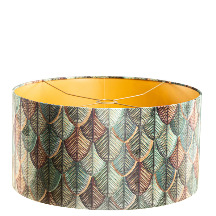QAZQA Velours lampenkap blad dessin met gouden binnenkant 50|50|25