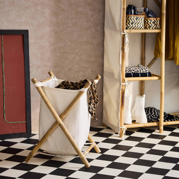 sweeek - Opvouwbare wasmand van bamboe en stof