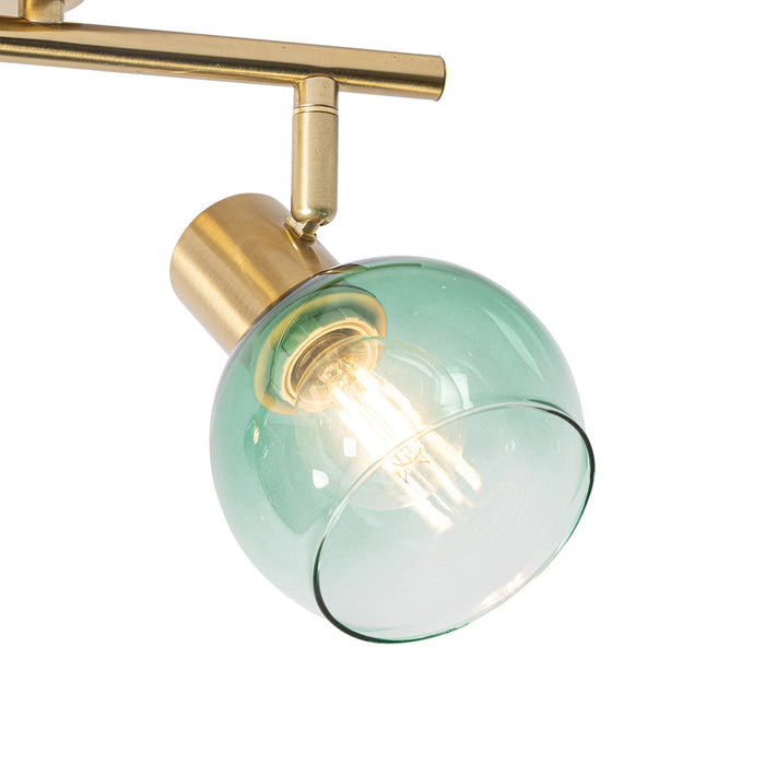 QAZQA Art Deco spot goud met groen glas 2-lichts - Vidro