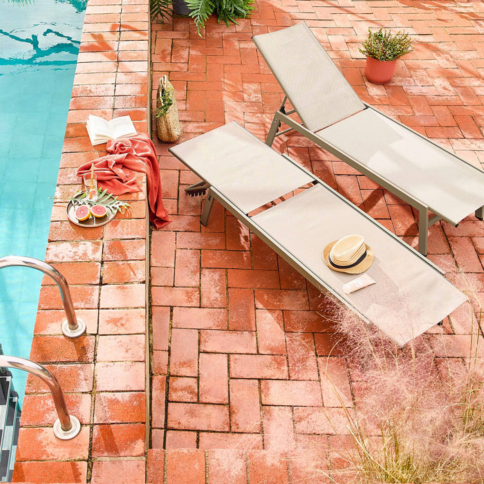 sweeek - Ligstoelen met meerdere posities textileen en metaal (set van