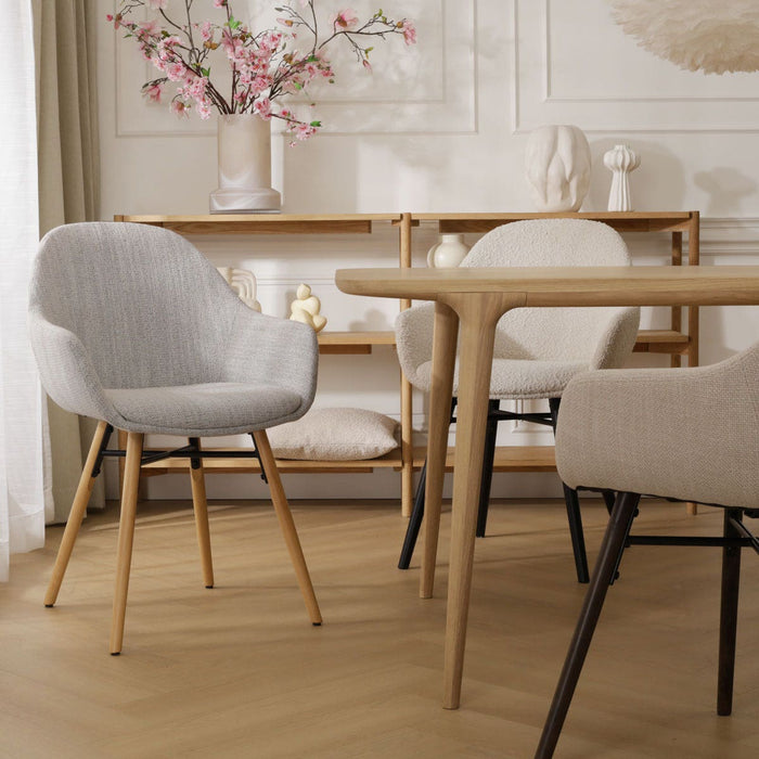 Nolon Nena-Mae Eetkamerstoel Beige Gemêleerd - Armleuning - Walnoot