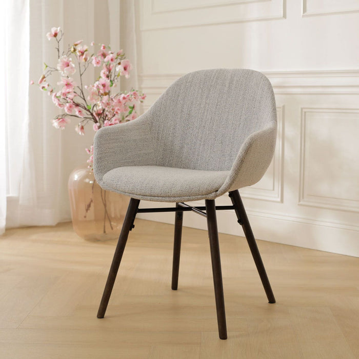 Nolon Nena-Mae Eetkamerstoel Beige Gemêleerd - Armleuning - Walnoot