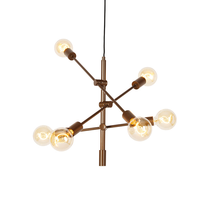 QAZQA Industriële hanglamp donkerbrons 6-lichts - Sydney