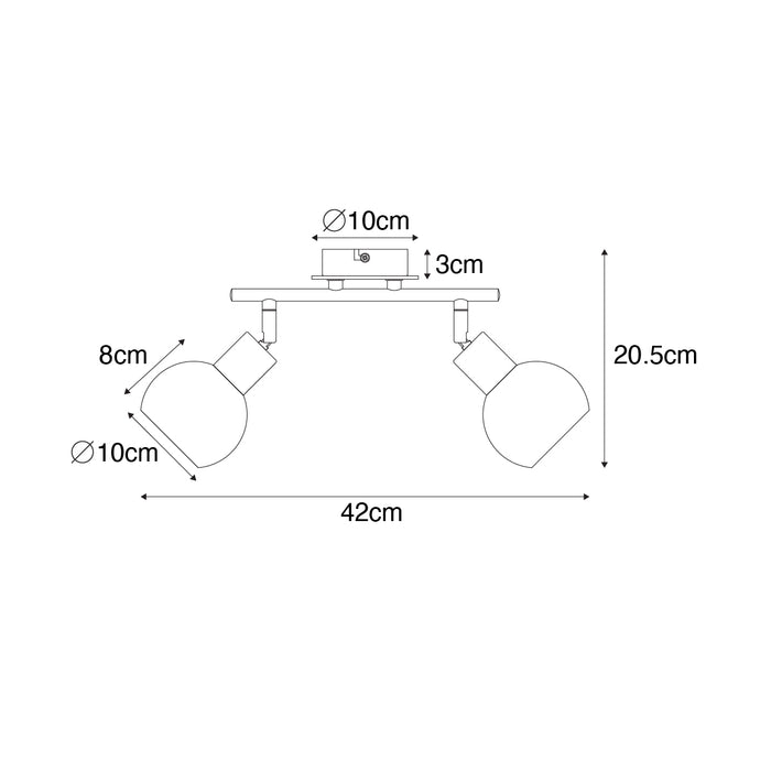 QAZQA Plafondlamp zwart met smoke glas en hout 2-lichts - Vidro