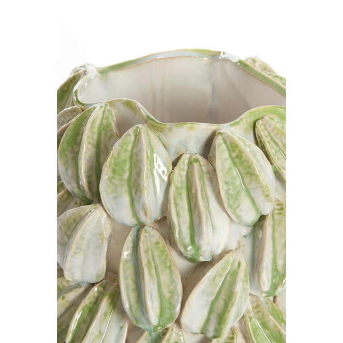 Light&living Vaas deco 35x33x47 cm CARAMBOLA keramiek crème+groen