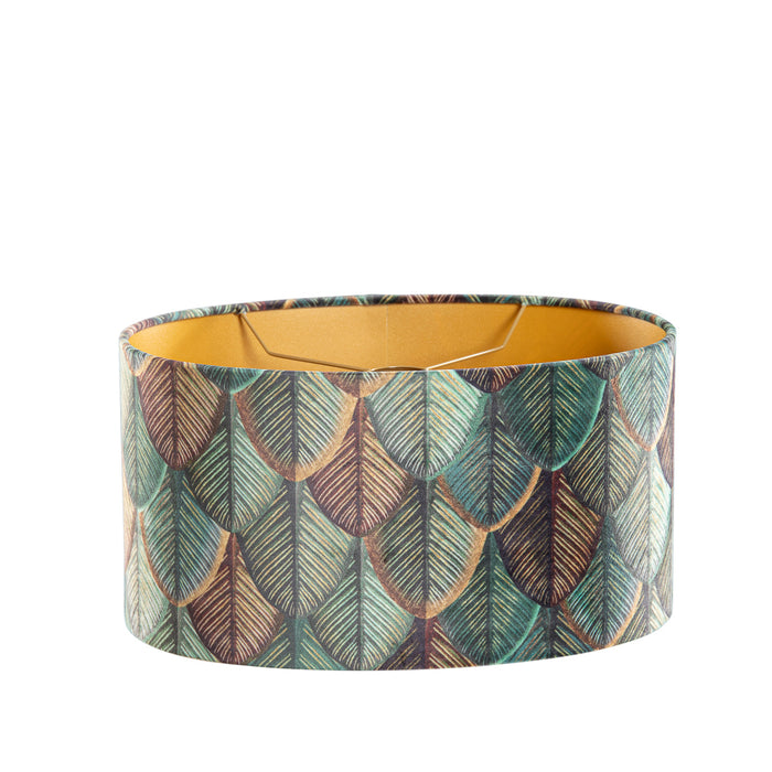 QAZQA Velours lampenkap blad dessin met gouden binnenkant ovaal