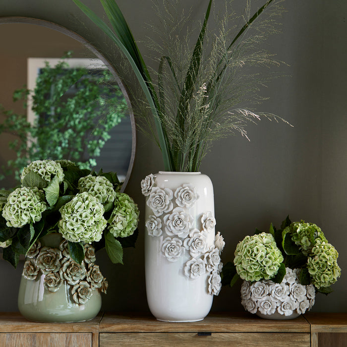 Riviera Maison Vaas Wit - Rose - Aardewerk (ØxH) 30x20