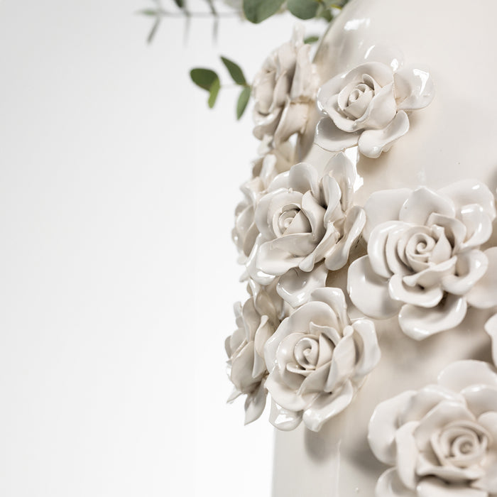 Riviera Maison Vaas Wit - Rose - Aardewerk (ØxH) 34x60