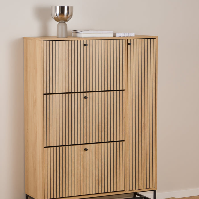 by fonQ Lamina Schoenenkast - 3 Lades - met Zijkast - Eiken