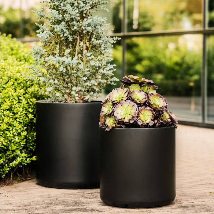 Elho Pure Cilinder Wheels 40 - Zwart - L 40 x B x H 40 cm - Balkon, Binnen en Buiten - 100% gerecycled