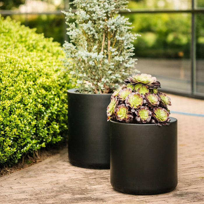 Elho Pure Cilinder Wheels 40 - Zwart - L 40 x B x H 40 cm - Balkon, Binnen en Buiten - 100% gerecycled