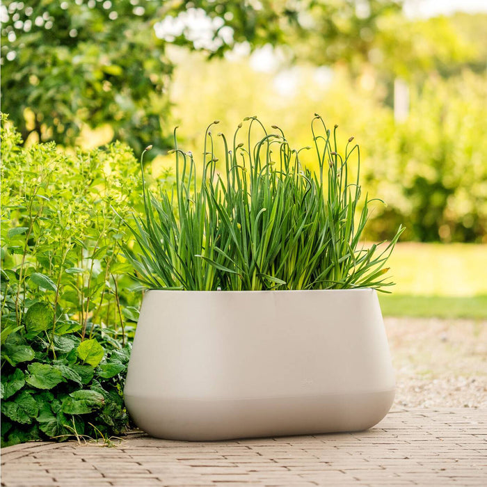 Elho Pure Cone Long Wheels 75 - Beige - L 74 x B x H 36 cm - Binnen en Buiten - 100% gerecycled