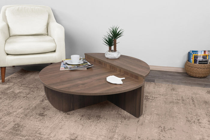 Giga Meubel - Salontafel Walnoot Hout - 90x90x35cm - Podium