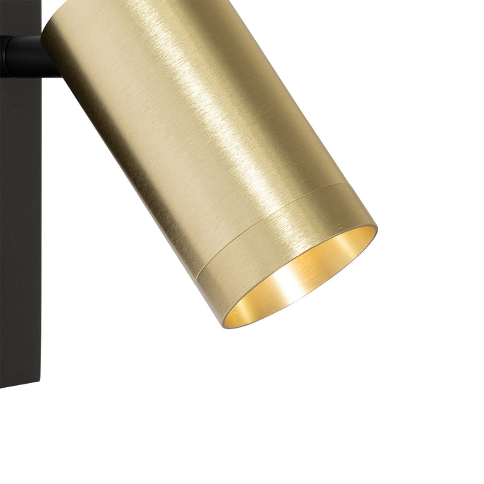 QAZQA Wandlamp zwart met goud verstelbaar met schakelaar - Jeana Luxe