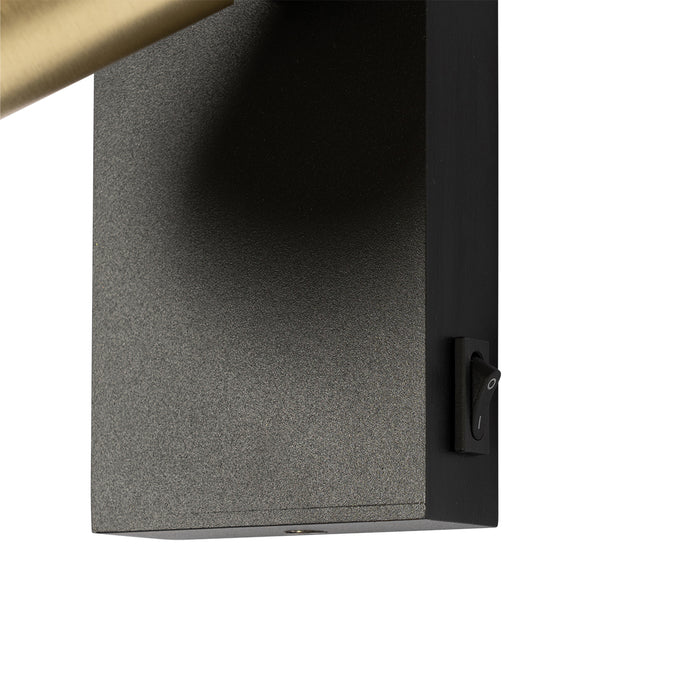 QAZQA Wandlamp zwart met goud verstelbaar met schakelaar - Jeana Luxe