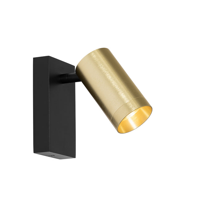 QAZQA Wandlamp zwart met goud verstelbaar met schakelaar - Jeana Luxe