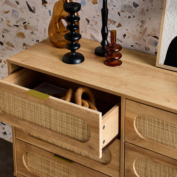 sweeek - Ladekast van hout en rotan, 6 laden