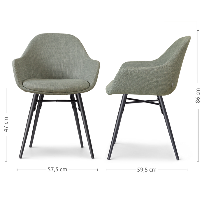 Nolon Nena-Mae Eetkamerstoel Saliegroen - Zwarte Houten Poten