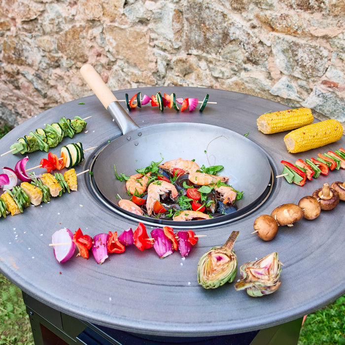 sweeek - Vuurkorf barbecue Ø81,5cm, grillrooster, houtopslag