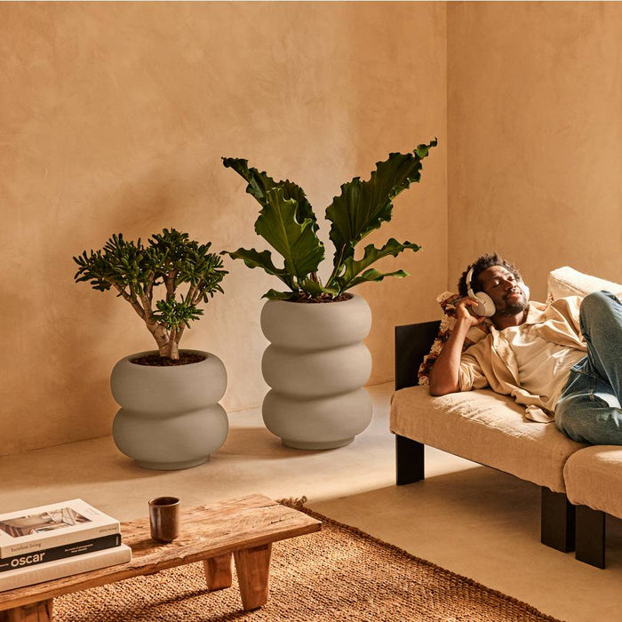 Elho Amber Roll High 43 - Balanced beige - Ø 43 x H 58 cm - Binnen en Buiten - 100% gerecycled kunststof