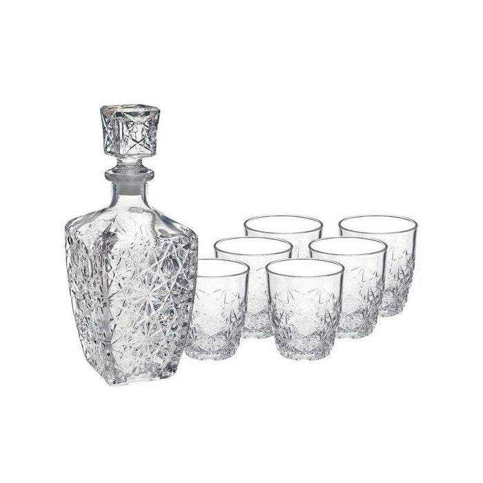Bormioli Whisky set - 7 delig - 6 glazen - karaf - Dedalo serie