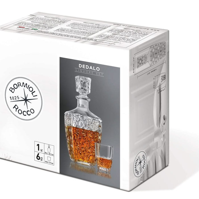 Bormioli Whisky set - 7 delig - 6 glazen - karaf - Dedalo serie