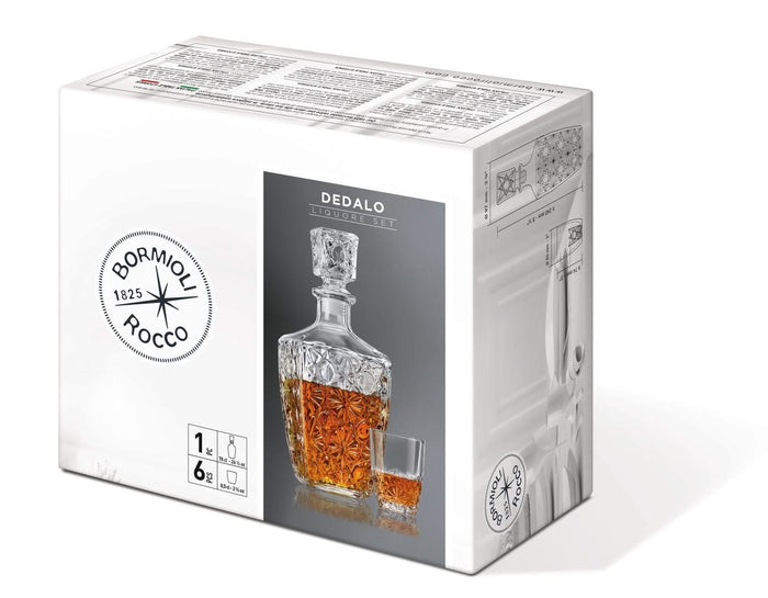 Bormioli Whisky set - 7 delig - 6 glazen - karaf - Dedalo serie