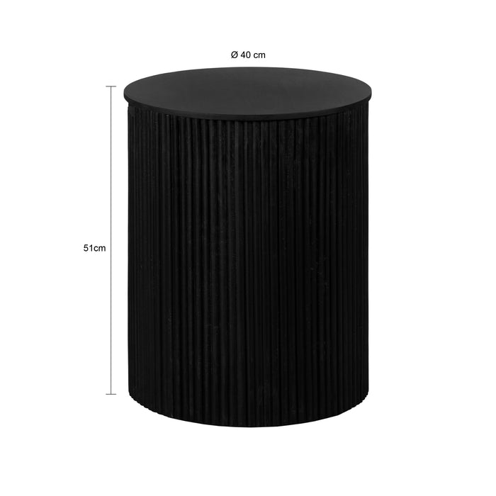 Lewis & Loft Bijzettafel Lonne - FSC® mangohout – Rond ⌀40 – Zwart