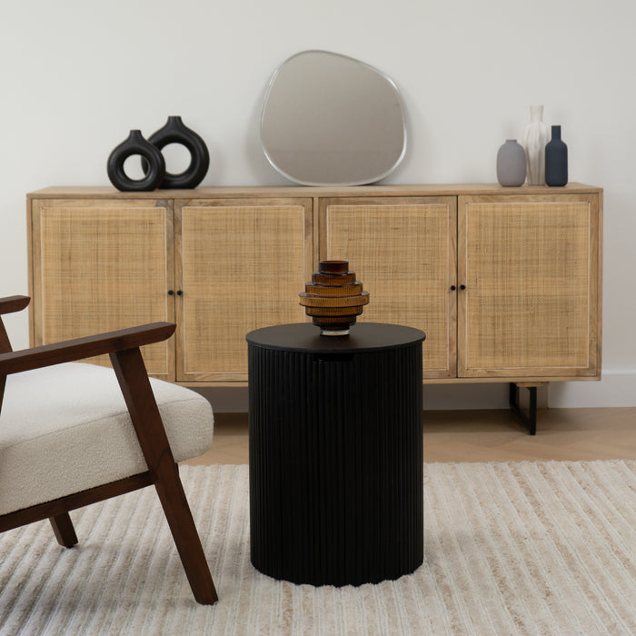 Lewis & Loft Bijzettafel Lonne - FSC® mangohout – Rond ⌀40 – Zwart