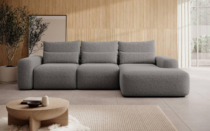 NADUVI Collection Hoekbank met slaapfunctie Calvados rechts chenille