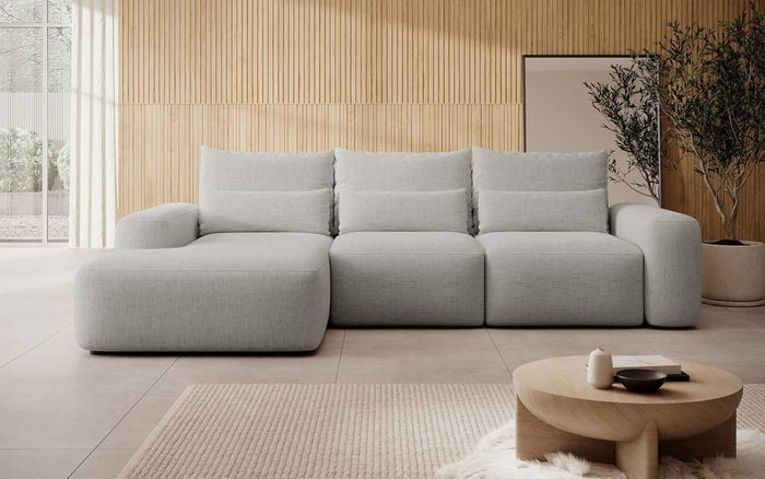 NADUVI Collection Hoekbank met slaapfunctie Calvados links chenille