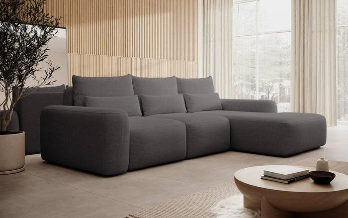 NADUVI Collection Hoekbank met slaapfunctie Calvados rechts chenille