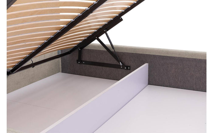 Goossens Bedframe Mysen Storage - 160 x 200 - Stof fijn geweven taupe