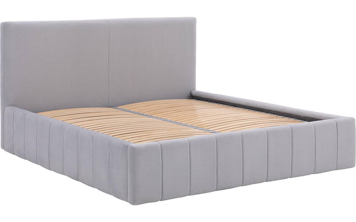 Goossens Bedframe Carte - 140 x 200 - Velours lichtgrijs 24 - Fluweel