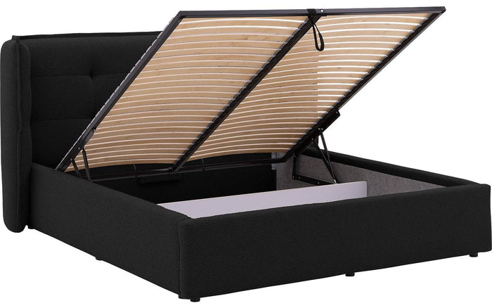 Goossens Gestoffeerd Bedframe Canon - 160 x 200 - Stof boucle zwart -