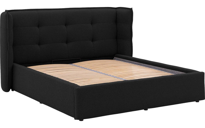 Goossens Gestoffeerd Bedframe Canon - 160 x 200 - Stof boucle zwart -