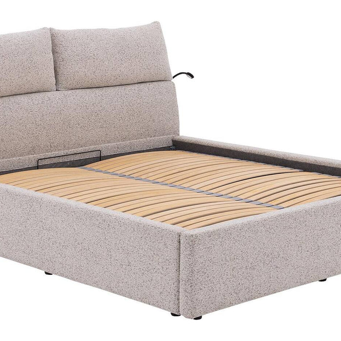 Goossens Bedframe Misty Storage - 140 x 210 - Stof gemeleerd grof