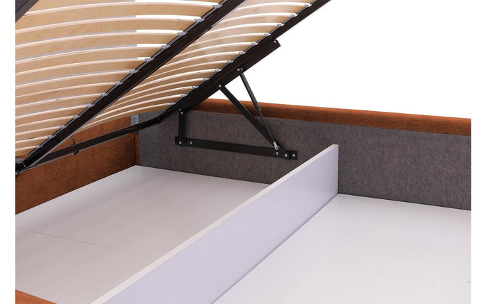 Goossens Bedframe Mysen Storage - 180 x 200 - Stof fijn geweven brique