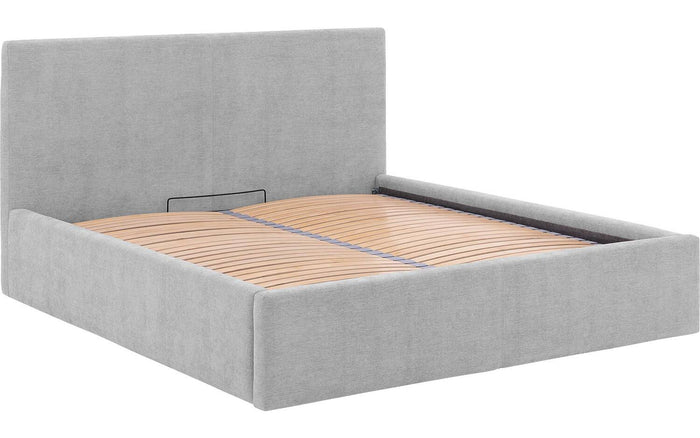 Goossens Bedframe Mysen Storage - 140 x 200 - Stof fijn geweven grijs