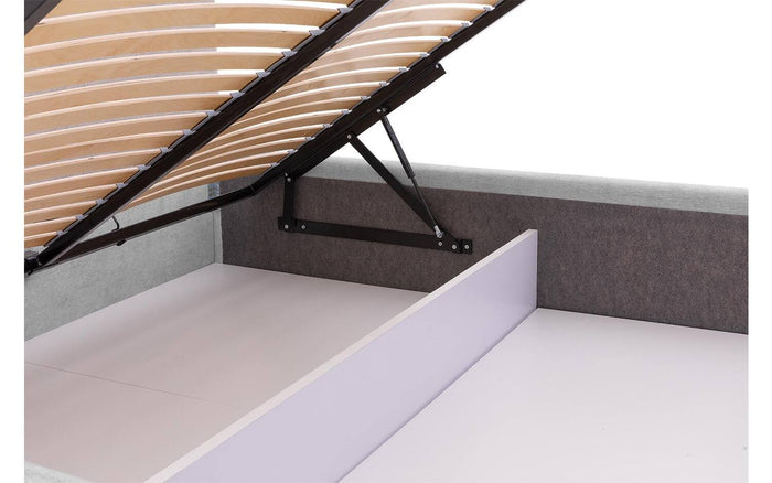 Goossens Bedframe Mysen Storage - 140 x 200 - Stof fijn geweven grijs