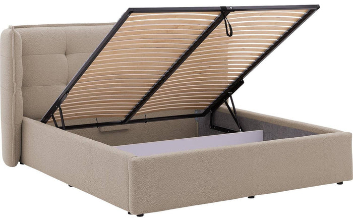 Goossens Gestoffeerd Bedframe Canon - 160 x 200 - Stof boucle licht