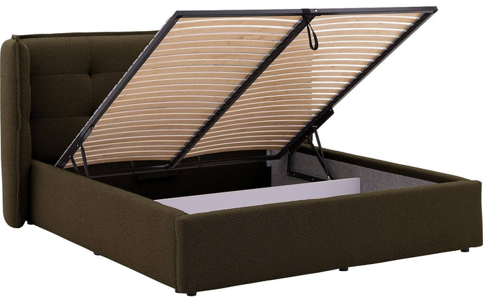 Goossens Gestoffeerd Bedframe Canon - 180 x 200 - Stof boucle bosgroen