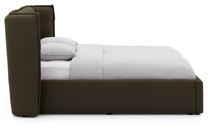 Goossens Gestoffeerd Bedframe Canon - 140 x 200 - Stof boucle bosgroen