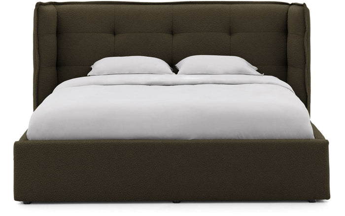 Goossens Gestoffeerd Bedframe Canon - 140 x 200 - Stof boucle bosgroen