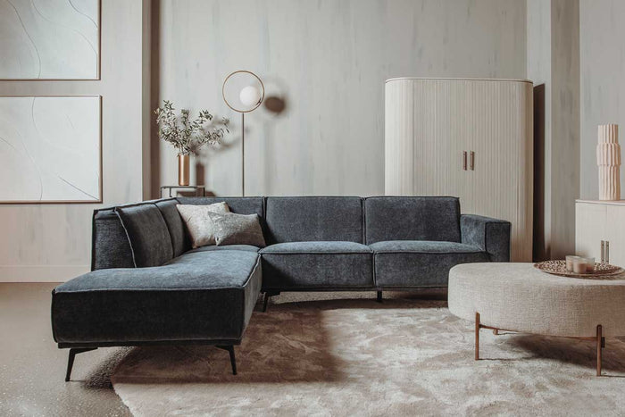 Anli-Style Tower living Leeds 2,5-seater AR + Ottoman L Black Blue