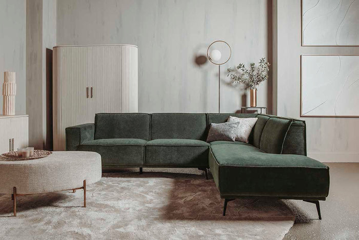 Anli-Style Tower living Leeds 2,5-seater AL + Ottoman R Bottle Green