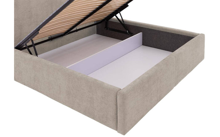 Goossens Bedframe Mysen Storage - 180 x 200 - Stof fijn geweven taupe